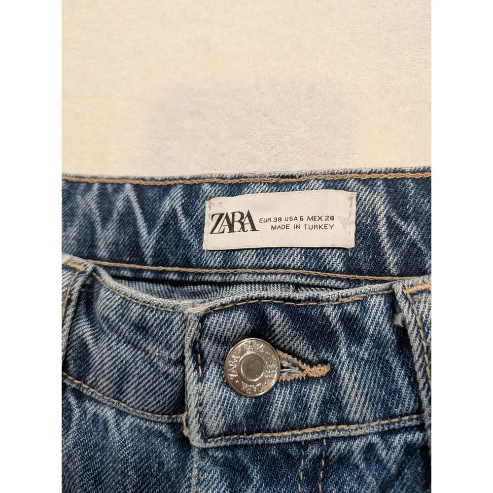 Zara blue denim straight leg jeans size 6 - Picture 5 of 8